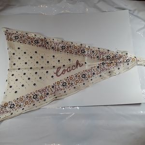 NWT Coach Silk Floral Diamond Dot Scarf / Bandana